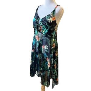 HANNA NIKOLE TROPICAL PRINT SWIM COVERUP DRESS PLUS SIZE 20W MULTI NEW WITH TAGS